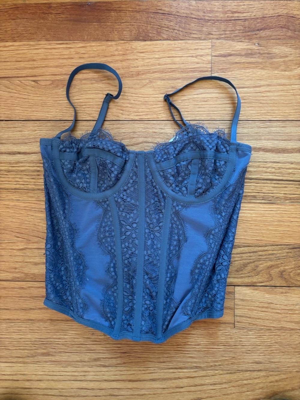 Lace Corset Bustier Top in Blue Size S